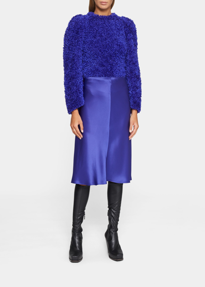 Shop Stella Mccartney Satin Midi Skirt In 5003 Violet