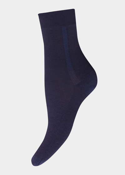 Shop Wolford Merino Wool Ankle Socks In Navy