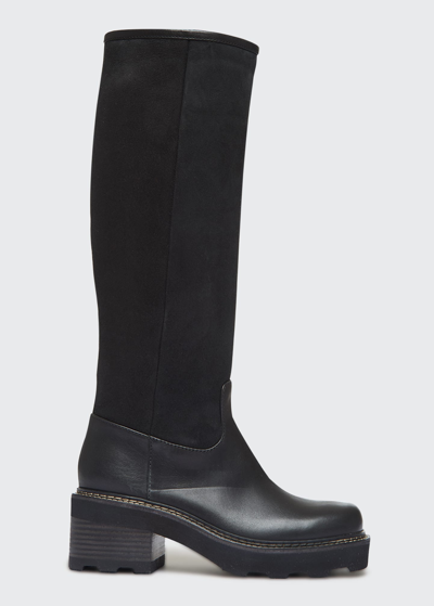 Shop Gabriela Hearst Vylos Calfskin Knee Moto Boots In 001 Black