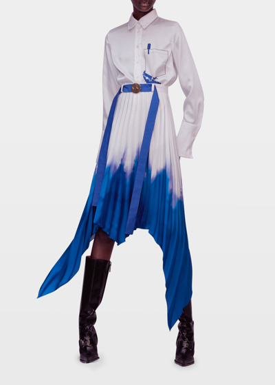 Shop Az Factory Squid Ink Pleated Handkerchief Skirt In White Blue