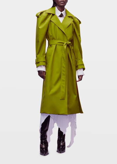 Shop Az Factory Belted Bomber Trench Coat In Avocado