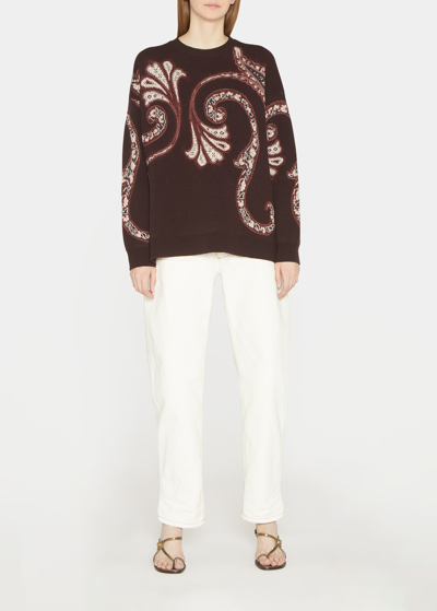 Shop Etro Lavinia Paisley Wool Crew-neck Sweater In Brown