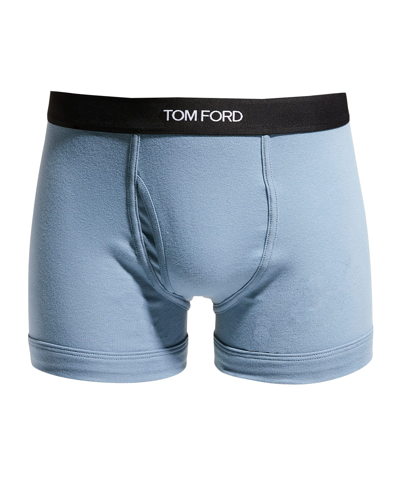 Shop Tom Ford Logo-trim Boxer Briefs In Steel Bl