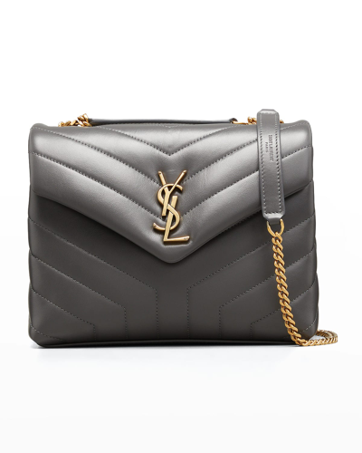Shop Saint Laurent Loulou Small Ysl Shoulder Bag In Quilted Leather In Storm