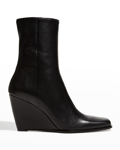 Shop Wandler Gaia Leather Wedge Boots In Black
