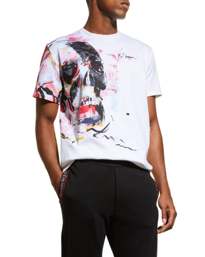 Shop Alexander Mcqueen Men's Painted Skull T-shirt In Natural