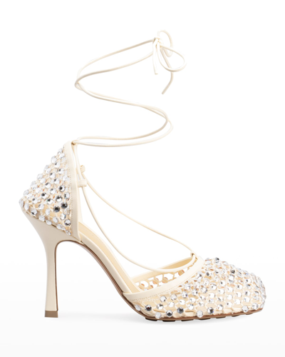 Shop Bottega Veneta Sparkle Stretch High-heel Sandals In 4545 Pale Blue