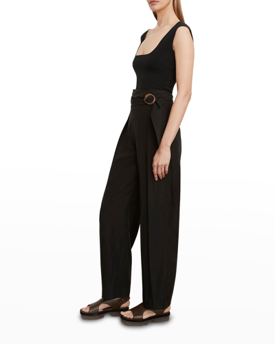 Shop Vince Tie-front Crop Wide-leg Pants In Black
