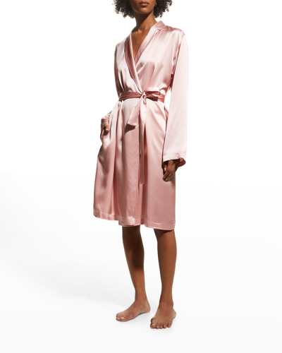 Shop La Perla Silk Long-sleeve Short Robe In Pink-g195