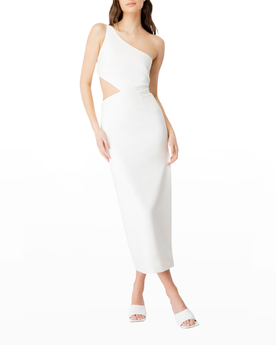 Shop Bardot Jenna One-shoulder Cutout Slit Dress In Orchid White