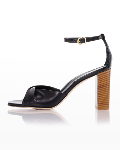 Shop Marion Parke Carrie Twisted Napa Ankle-strap Sandals In Black