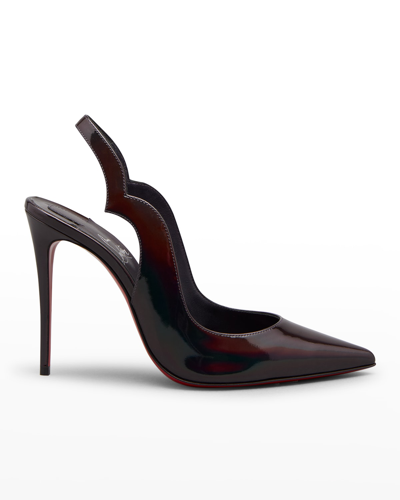 Shop Christian Louboutin Hot Chick Patent Red Sole Slingback Pumps In Black