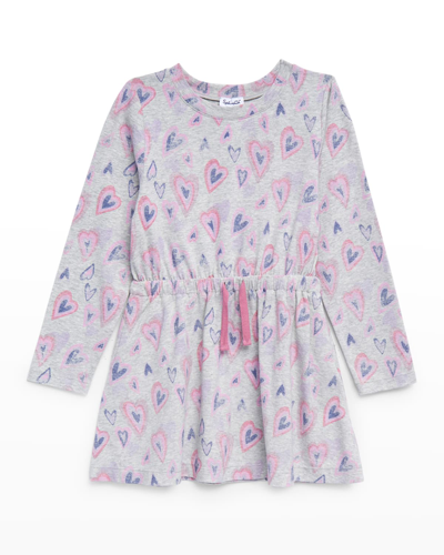 Shop Splendid Girl's Graffiti Hearts Dress In Pink Multi