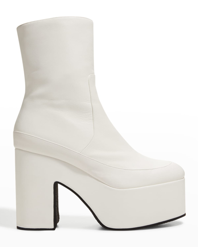 Shop Dries Van Noten Calfskin Zip Platform Boots In 001 White