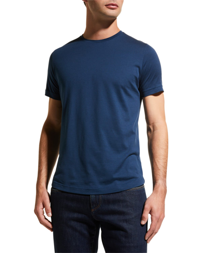 Shop Loro Piana Men's Silk Cotton Jersey T-shirt In Wi72 Cobalt Ink