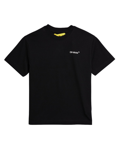 Shop Off-white Boy's Logo-print T-shirt In Black Yellow