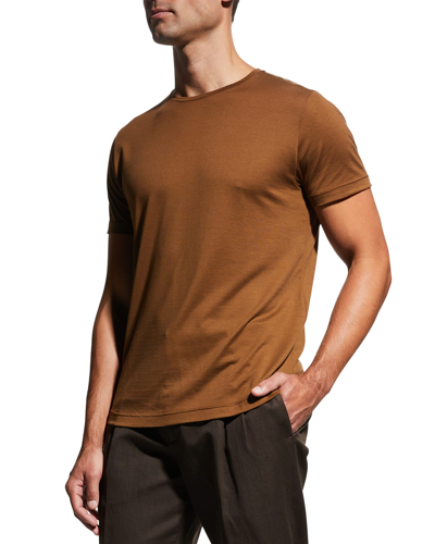 Shop Loro Piana Men's Silk Cotton Jersey T-shirt In H0d7 Date Oil