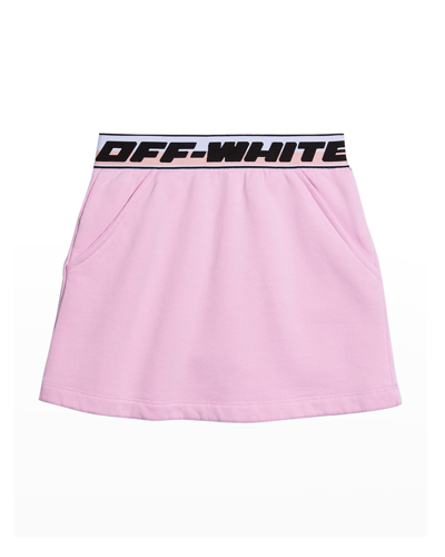 Shop Off-white Girl's Logo Band Sweat Skirt In Pink Black