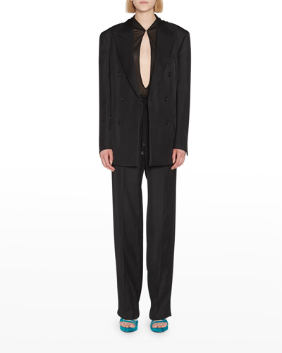 Tom Ford Double-breasted Twill Boyfriend Blazer In Black | ModeSens