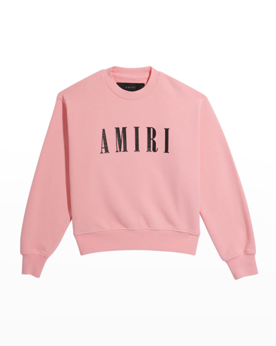 Shop Amiri Kid's Logo-print Crewneck Sweatshirt In Baby Pink