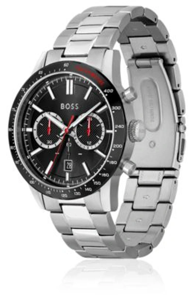 Shop Hugo Boss Boss Black Dial Chronograph Watch With Link Bracelet Men's Watches In Assorted-pre-pack
