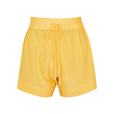 Shop Bird & Knoll Sadie Yellow Cotton-blend Shorts In Orange