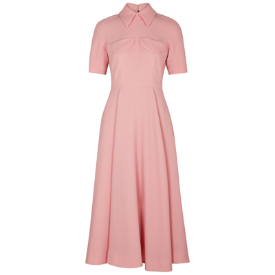 Emilia Wickstead Alice Pink Textured Midi Dress In Light Pink