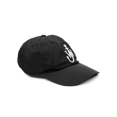 Shop Jw Anderson Black Logo-embroidered Nylon Cap In Black And White