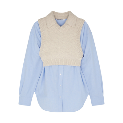 Shop Alexander Wang T Layered Cotton Shirt And Wool-blend Vest