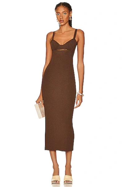Shop Magda Butrym Bustier Knit Midi Dress In Brown