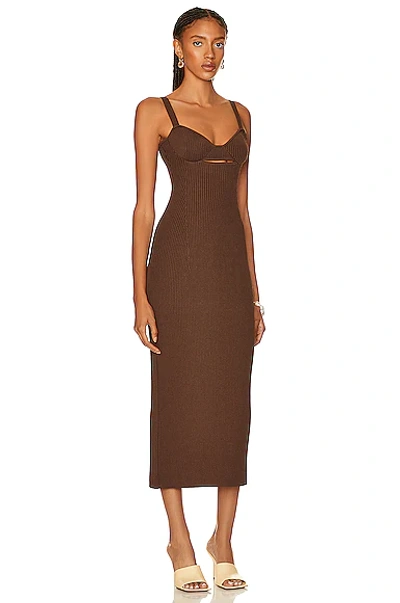 Shop Magda Butrym Bustier Knit Midi Dress In Brown