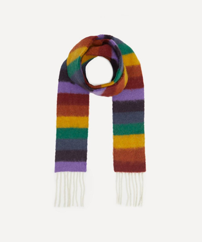 Shop Acne Studios Mens Long Stripe Wool-blend Scarf In Multicoloured