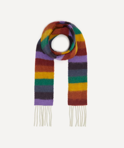 Shop Acne Studios Women's Long Stripe Wool-blend Scarf In Yellow/purple/green