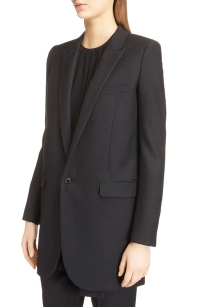 Shop Saint Laurent Long Gabardine Tuxedo Blazer In Nero