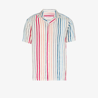 Shop Orlebar Brown X Wham! Multicolour Hibbert Striped Shirt In White