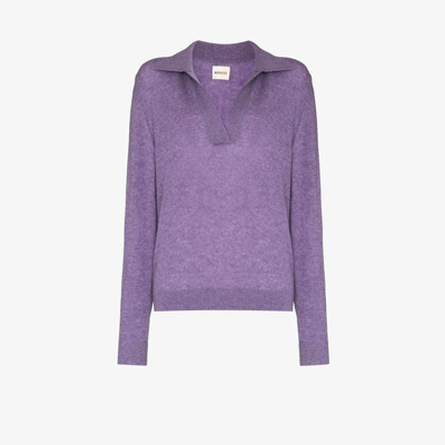 Shop Khaite Jo Polo Collar Cashmere Sweater - Women's - Cashmere/elastane In Purple