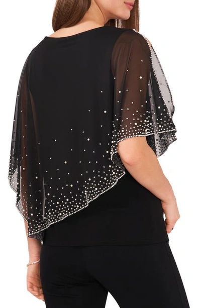 Chaus Cold Shoulder Cape Beaded Top In Black
