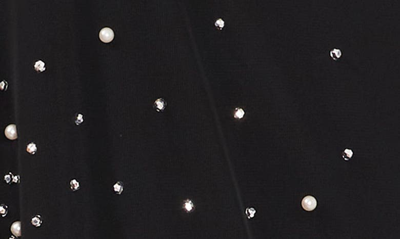 Chaus Cold Shoulder Cape Beaded Top In Black