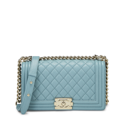 What Goes Around Comes Around Chanel Blue Caviar Boy Bag Medium In Blue