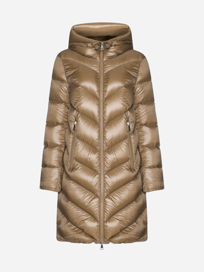 Shop Moncler Cambales Long Quilted Nylon Down Jacket