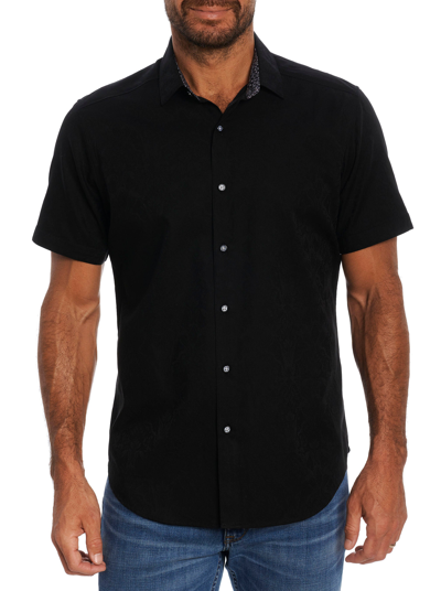 Shop Robert Graham Highland Short Sleeve Button Down Shirt Tall In Black