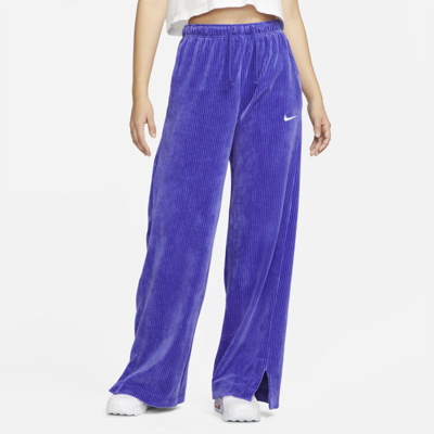 Shop Nike Women's  Sportswear Velour Wide-leg Pants In Blue
