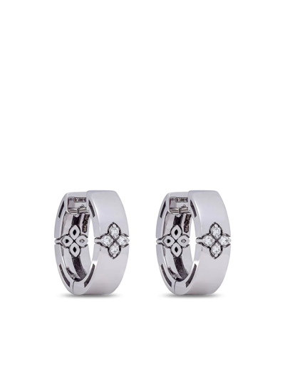Shop Roberto Coin 18kt White Gold Love In Verona Diamond Hoop Earrings In Silber