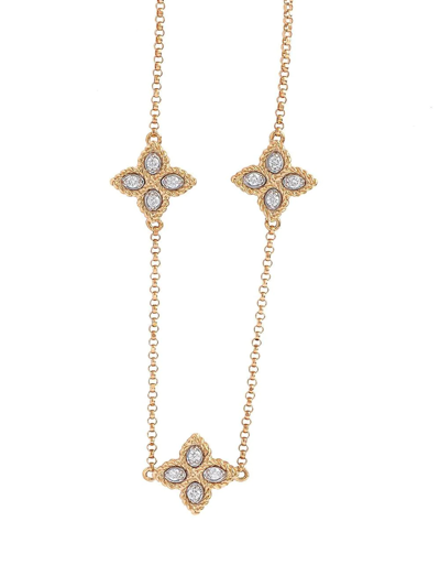 Roberto Coin 18kt Rose Gold Princess Flower Diamond Bracelet In Pink