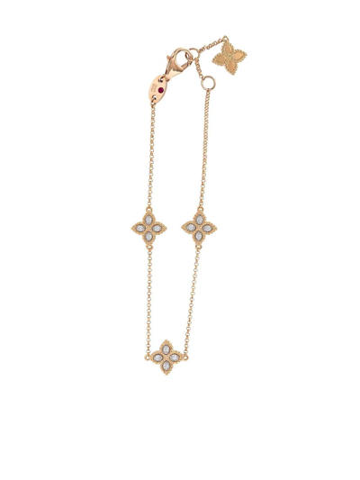 Roberto Coin 18kt Rose Gold Princess Flower Diamond Bracelet In Pink