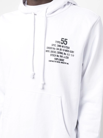 Shop Diesel Slogan-print Cotton-blend Hoodie In Weiss