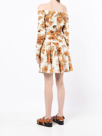 Shop Alemais Derby Off-shoulder Mini Dress In Orange
