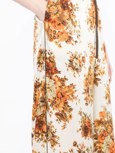 Shop Alemais Derby Floral-print Palazzo Trousers In Orange