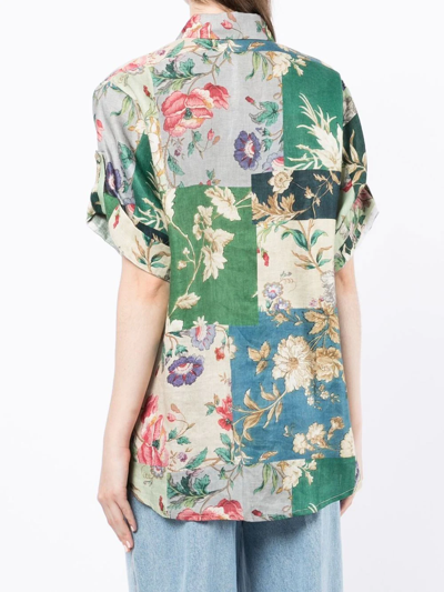 Shop Alemais Loretta Patchwork-print Linen Shirt In Multicolour
