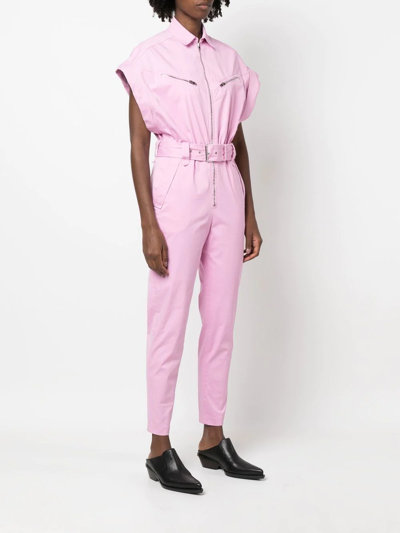 Shop Iro Lavine Belted Utility Jumpsuit In Pink
